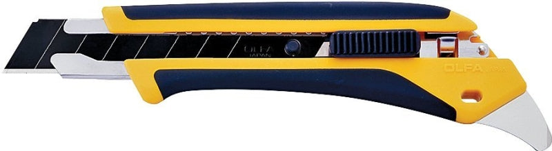 OLFA 1072198 Utility Knife, 18 mm W Blade, Stainless Steel Blade, Comfort-Grip Handle, Black/Yellow Handle