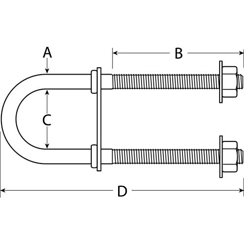 Attwood Bow Eye U-Bolt 1/2"-13 x 3-1/4"