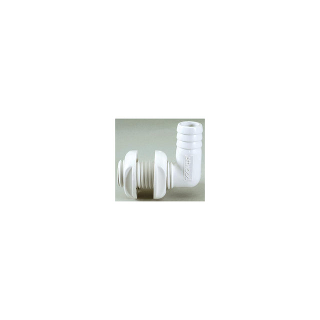 Attwood Thru Hull Connector For Hose, White, 90 Degree - 3/4″