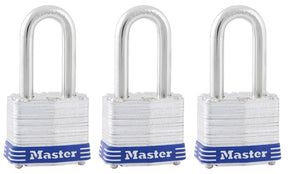 Master Lock 3TRILF Padlock, Keyed Alike Key, 9/32 in Dia Shackle, 1-1/2 in H Shackle, Steel Shackle, Steel Body