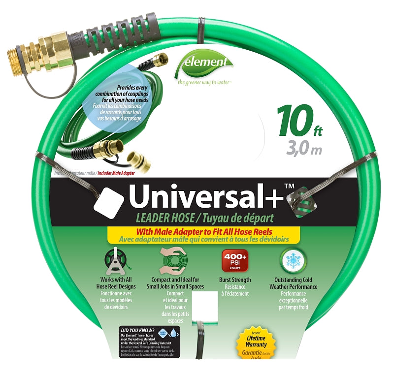 Swan CELUN12010 Universal Leader Hose, 1/2 in, 10 ft L, Female, PVC, Green