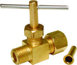 Dial 9421 Straight Needle Valve, 1/4 x 1/8 in Connection, CC x MPT, Brass Body