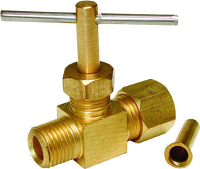 Dial 9421 Straight Needle Valve, 1/4 x 1/8 in Connection, CC x MPT, Brass Body