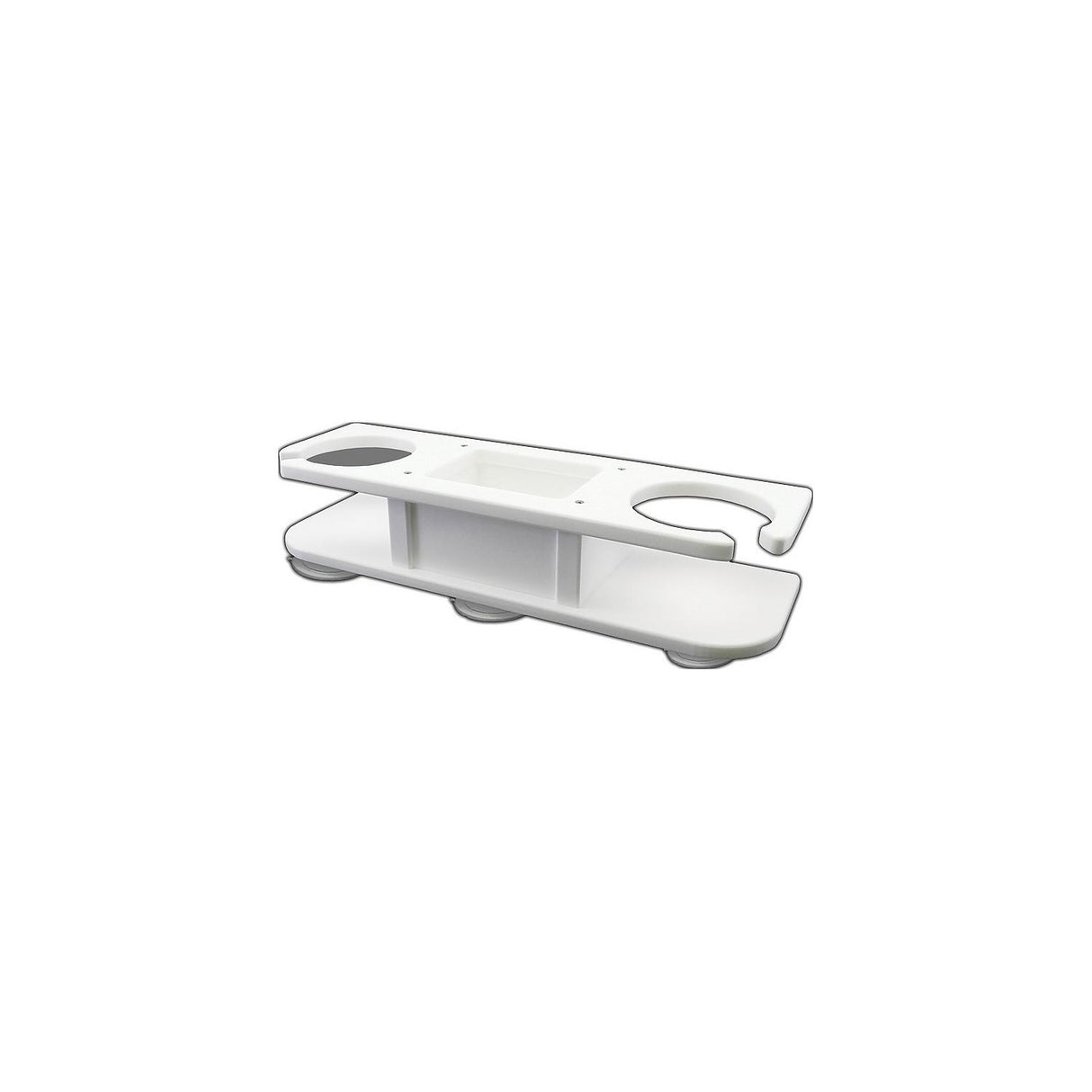 Taco P012000W 2 Drink Holder, White Poly w/″Catch All″ & Suction Cup Mt.