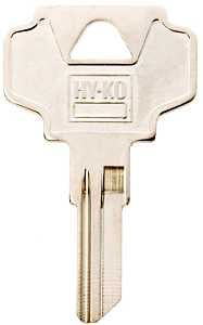 Hy-Ko 11010IN24 Key Blank, Brass, Nickel, For: ILCO Cabinet, House Locks and Padlocks, IN24 Key Number, Pack of 10