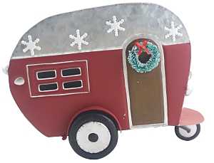 Hometown Holidays 22529 Christmas Collectible, 8.7 in H, Trailer, 92% Metal & 8% PVC, Red/Silver