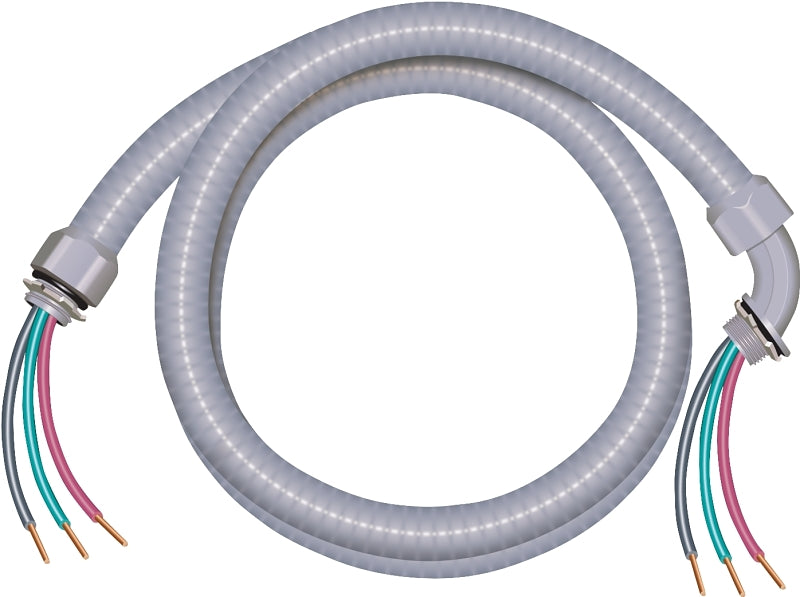 Southwire 55189407 Decorative Flexible Whip, 10 AWG Cable, 6 ft L, Copper Conductor, THHN Insulation