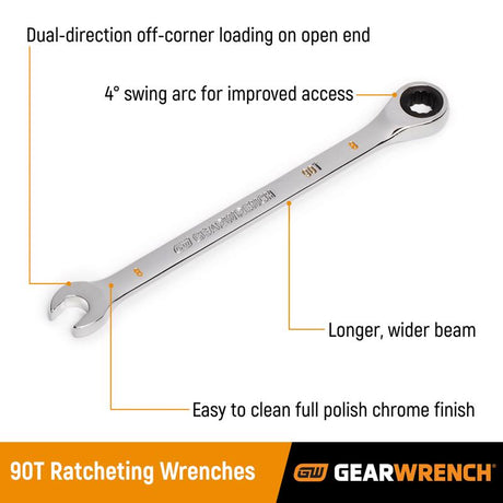 GEARWRENCH 9/16 inch in. X 9/16 inch in. 12 Point SAE Ratcheting Combination Wrench 7.504 in. L 1 pc