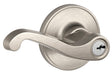 Schlage J Series J54 LAS 619 Entry Lever, Mechanical Lock, Satin Nickel, Metal, Residential, 3 Grade, ADA Compliant