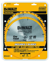 DEWALT DW3128P5 Saw Blade, 12 in Dia, 1 in Arbor, 32-Teeth, Carbide Cutting Edge, ATB Teeth, 0.069 in Thick
