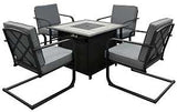 Seasonal Trends SH22SK0490 Venice Spring Patio Set w/Firepit Table, Cushion/Steel/Tile, Gray, Powder-Coated