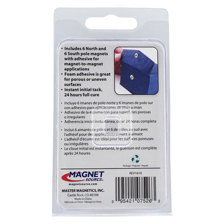 Magnet Source .06 in. L X .25 in. W Silver Disc Magnets with Adhesive 1.2 lb. pull 12 pc
