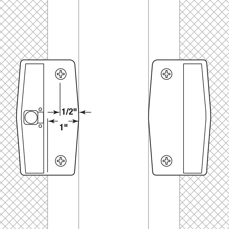 Prime-Line A 139 Door Latch and Pull, 2 in W, 4 in H, Plastic/Steel