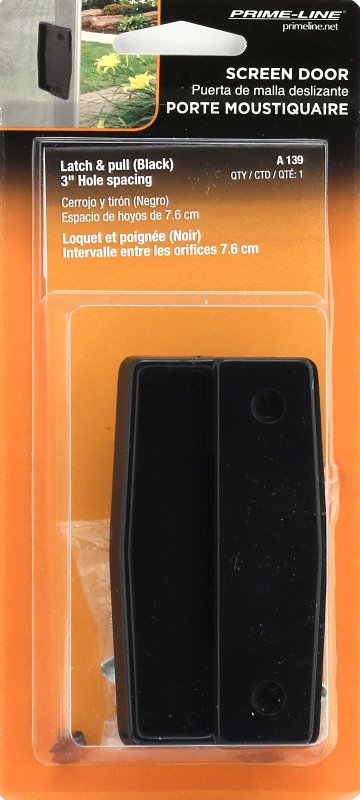 Prime-Line A 139 Door Latch and Pull, 2 in W, 4 in H, Plastic/Steel