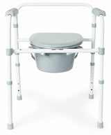 Medline G1-200RX1 3-in-1 Bedside Folding Commode, 14-1/2 in W Seat, White