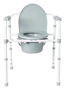 Medline G1-200RX1 3-in-1 Bedside Folding Commode, 14-1/2 in W Seat, White