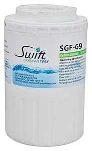 Swift Green Filters SGF-G9 Refrigerator Water Filter, 0.5 gpm, Coconut Shell Carbon Block Filter Media