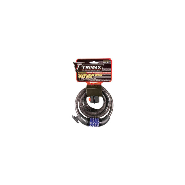 Trimax TRC126 Quadra-Braid 6' x 12mm Cable Lock with Combination & Quick Release Bracket