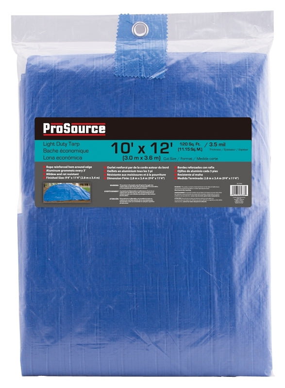 ProSource T1012BB70 Tarpaulin, 12 ft L, 10 ft W, 3.5 mil Thick, Polyethylene, Blue