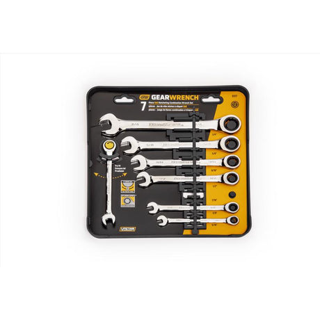 GEARWRENCH 12 Point SAE Ratcheting Combination Wrench Set 7 pc
