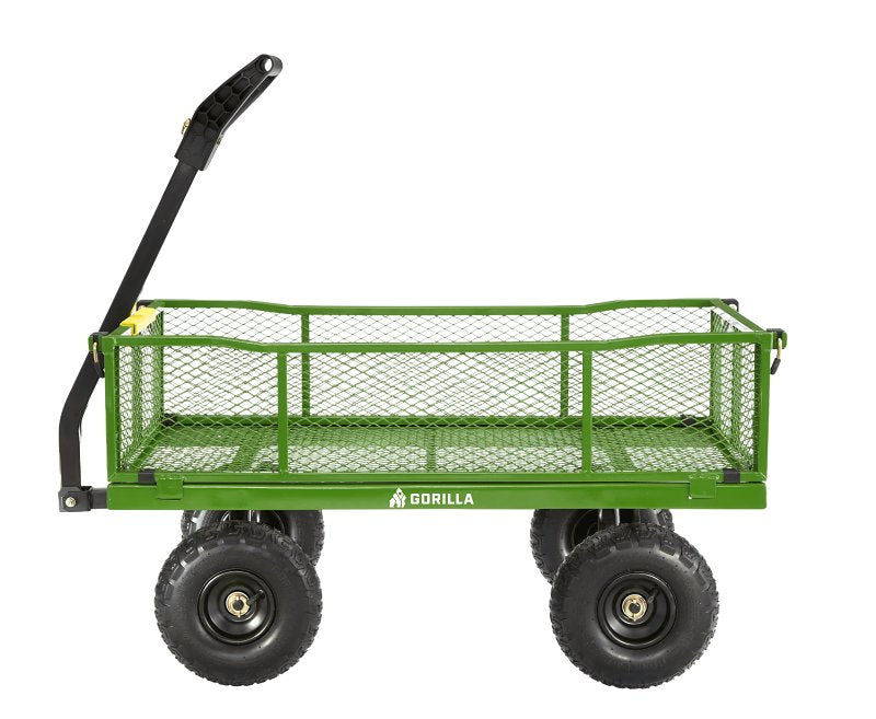 Gorilla Carts GCG-9004T Utility Cart, 900 lb, 40 in L x 21 in W Deck, Steel Deck, 4-Wheel, 10 in Wheel, Pneumatic Wheel