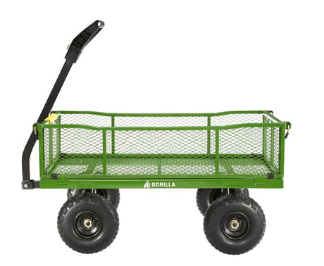 Gorilla Carts GCG-9004T Utility Cart, 900 lb, 40 in L x 21 in W Deck, Steel Deck, 4-Wheel, 10 in Wheel, Pneumatic Wheel
