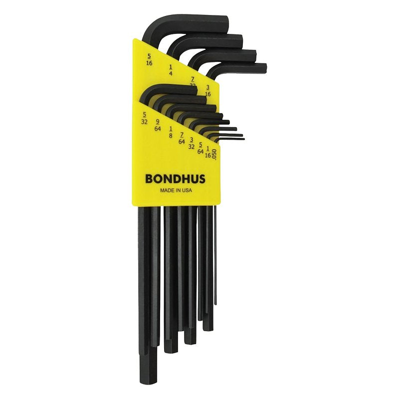 Bondhus 12136 Hex End L-Wrench Set, 12-Piece, Protanium Steel, ProGuard, Specifications: SAE Measurement