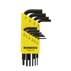 Bondhus 12238 L-Wrench Set, 10-Piece, Steel, ProGuard, Specifications: Hex End Tip, Short Arm Handle