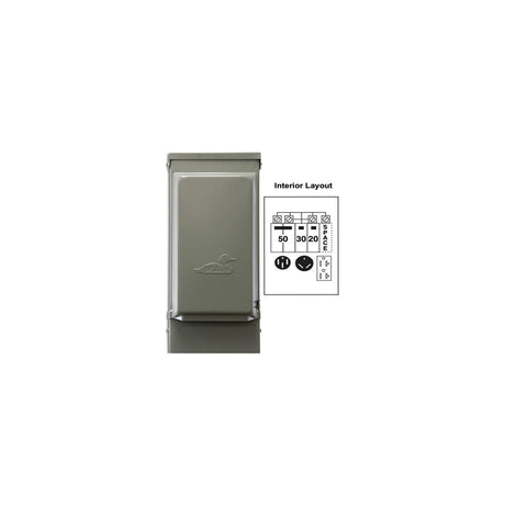Parallax U075CTL010 80A 120/240V Outdoor RV Power Outlet with 20A-1 &amp; 30A-1 &amp; 50A-2 Pole Breaker &amp; TT-30R &amp; 5-20R1 GFl &amp; 14-50R Receptacle