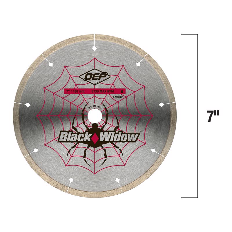 QEP Black Widow 7 in. D X 5/8 in. Steel Continuous Rim Diamond Saw Blade 1 pc