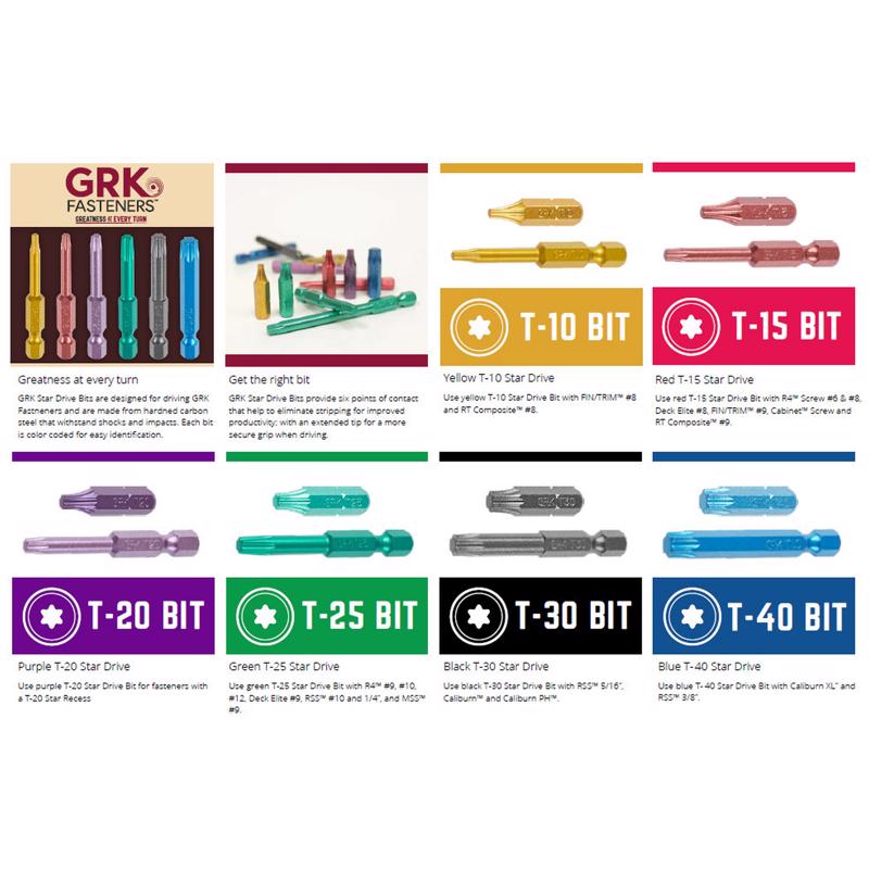 GRK Fasteners Star T10 X 2 in. L Power Bit Steel 2 pc