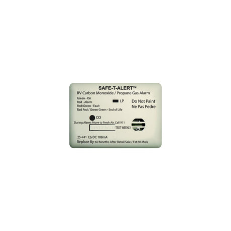 MTI Industries 12V 25 Series Safe-T-Alert Mini RV Dual Carbon Monoxide/Propane Alarm