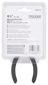 Vulcan JL-NP017 Mini Long Nose Pliers, 5 in OAL, 0.5 mm Cutting Capacity, 3 cm Jaw Opening, Black Handle, 1/2 in W Jaw
