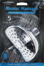 Whedon Blaster Massage BM54C Showerhead, 2.5 gpm, 1/2 in Connection, 5-Spray Function, Chrome, 4-1/2 in Dia