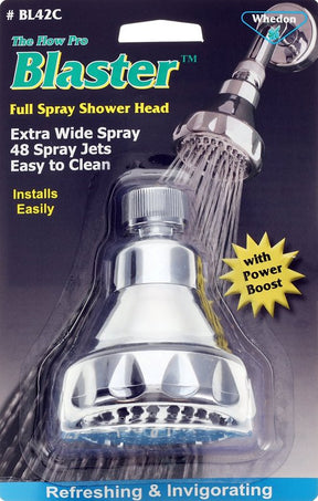 Whedon BL42C Showerhead, 2 gpm, 1/2 in Connection, 1-Spray Function, Plastic, Chrome-Plated, 3.2 in Dia
