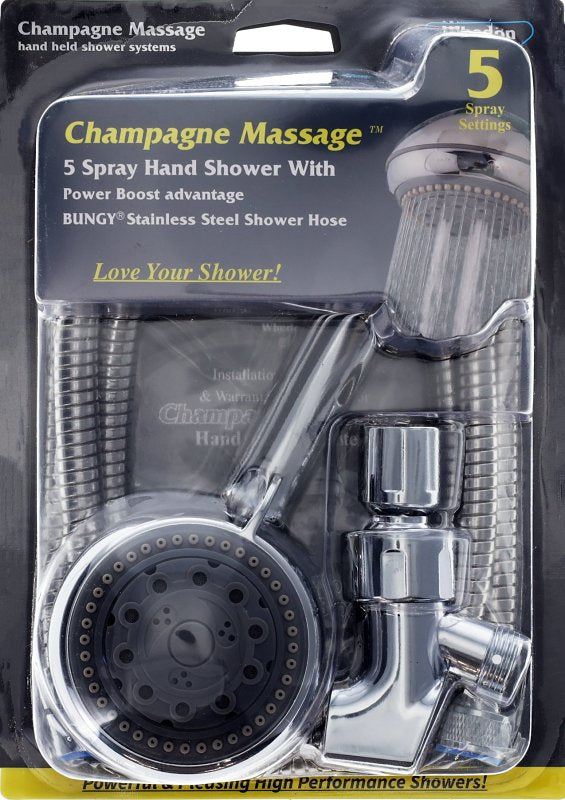 Whedon Champagne Massage Series AFP62C Showerhead, 2.5 gpm, 1/2 in Connection, 5-Spray Function, Plastic, 4 in Dia