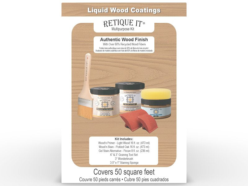Retique It RQ-WNK16-POAK-1B Multi-Purpose Wood'n Kit, Matte, Pickled Oak