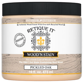 Retique It Wood'n Stain RQ-WNS16-POAK-R10 Wood Stain, Pickled Oak, Gel, 16 oz