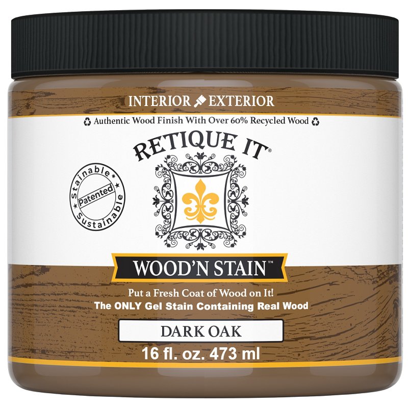Retique It Wood'n Stain RQ-WNS16-DOAK-R10 Wood Stain, Dark Oak, Gel, 16 oz