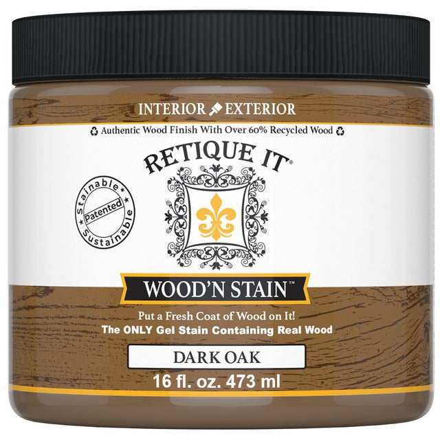 Retique It Wood'n Stain RQ-WNS16-DOAK-R10 Wood Stain, Dark Oak, Gel, 16 oz