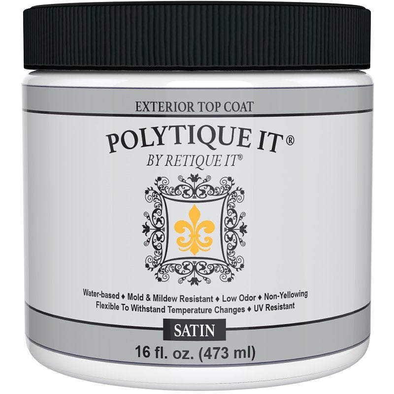 Retique It Polytique It Series RQ-PLTQEXT16S-R10 Marine Top Coat, Acrylic Base, Satin Sheen, Clear, 1 pt