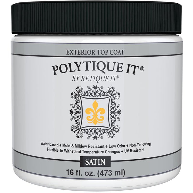Retique It Polytique It Series RQ-PLTQEXT16S-R10 Marine Top Coat, Acrylic Base, Satin Sheen, Clear, 1 pt