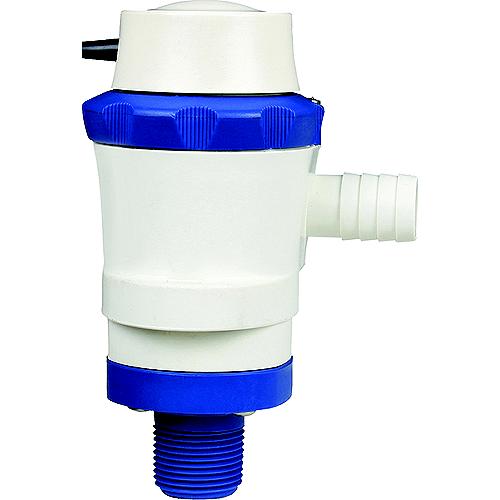 Shurflo 357-106-10 Anti-Airlock 12V 1100 GPH White & Blue Piranha Ballast Pump