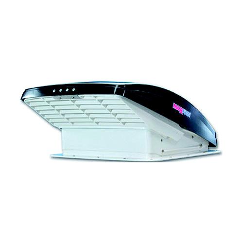MaxxFan Deluxe 0006401K Smoke RV 4-Speed Fan w/Manual Opening & Rain Shield