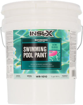 Insl-X WR101009905 Swimming Pool Paint, Acrylic, Semi-Gloss, White, 5 gal Can