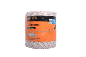 Gallagher G62176 Turbo Braid, 7.5 kV, 2-Conductor, Copper/Stainless Steel Conductor, Poly Insulation, White