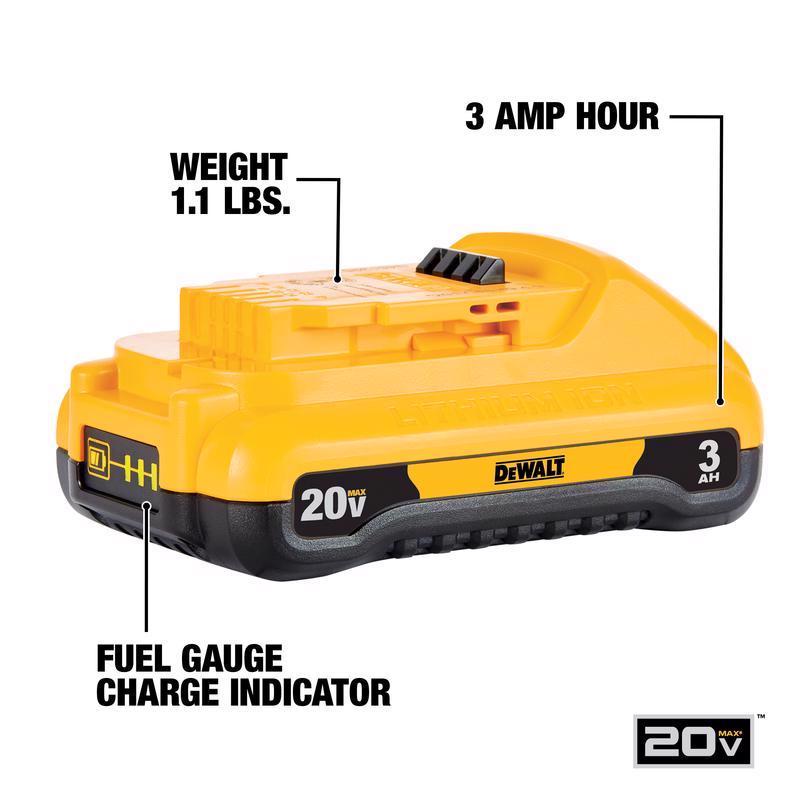 DeWalt 20V MAX DCB230-2 3 Ah Lithium-Ion Compact Battery Pack 2 pc