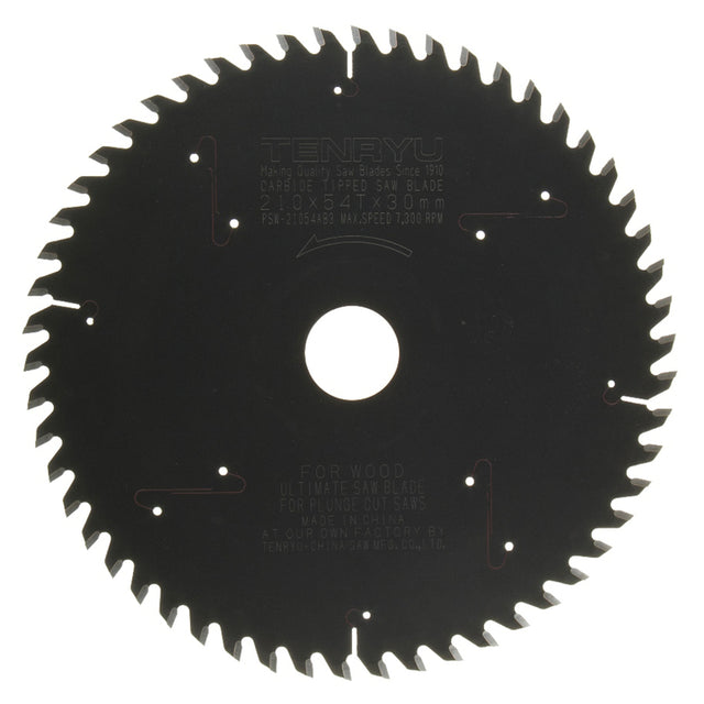 Tenryu 210 mm D X 30 mm Plunge Cut PTFE Coated Saw Blade 54 teeth 1 pc