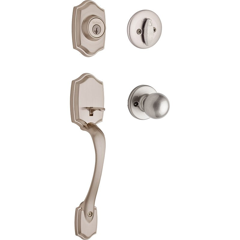 Kwikset Belleview Series 687BWXP 15 SMT RBP Handleset with Polo Knob, Traditional Lock, Satin Nickel, 3 Grade, Rekeyable