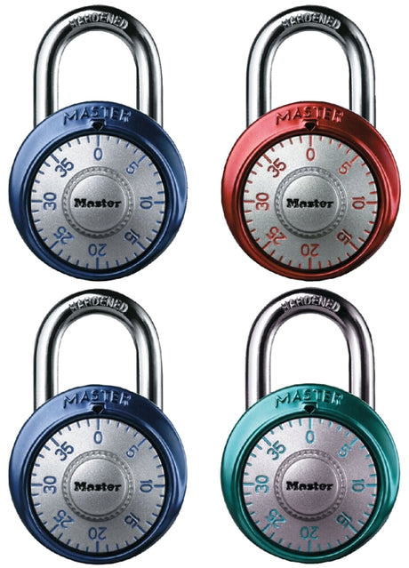 Master Lock 1561DAST Dial Padlock, Keyless/Non-Keyed Key, 9/32 in Dia Shackle, 3/4 in H Shackle, Steel Shackle, Anodized
